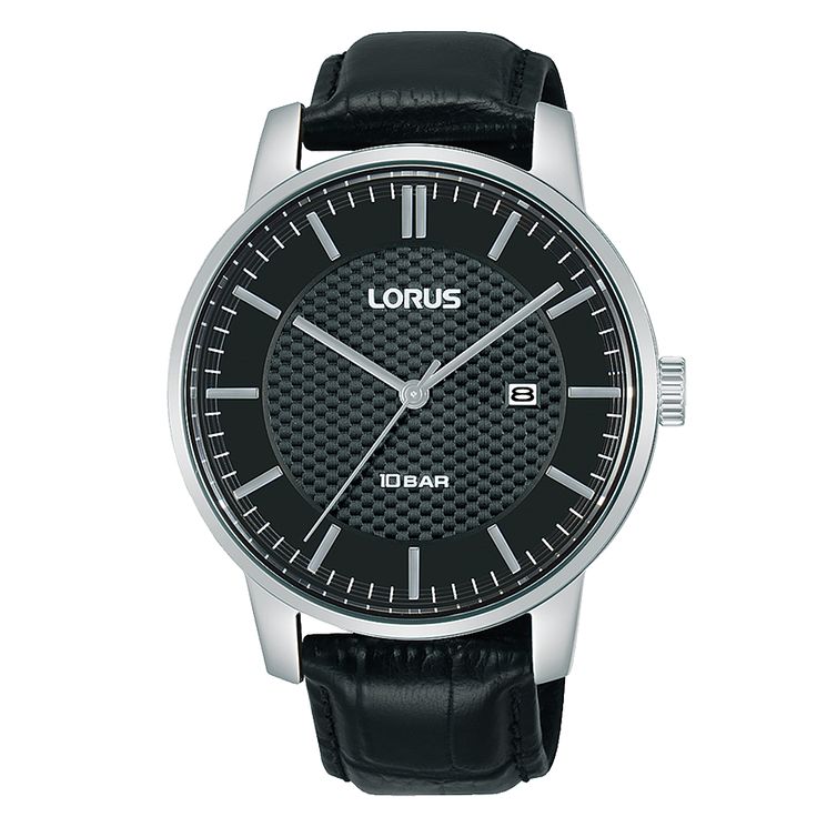 Lorus Dress Mens Black Leather Strap Watch