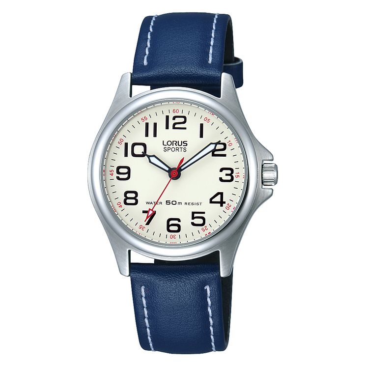 Lorus Ladies Stainless SteelandBlue Leather Strap Watch