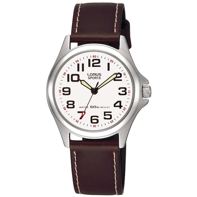 Lorus Ladies Stainless SteelandBrown Leather Strap Watch