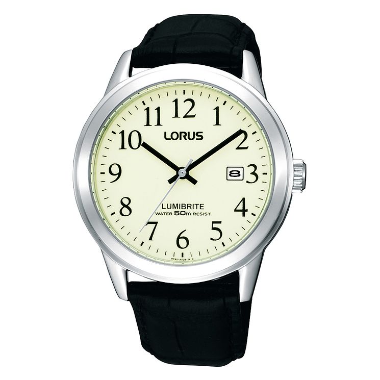 Lorus Lumibrite Mens Black Strap Watch