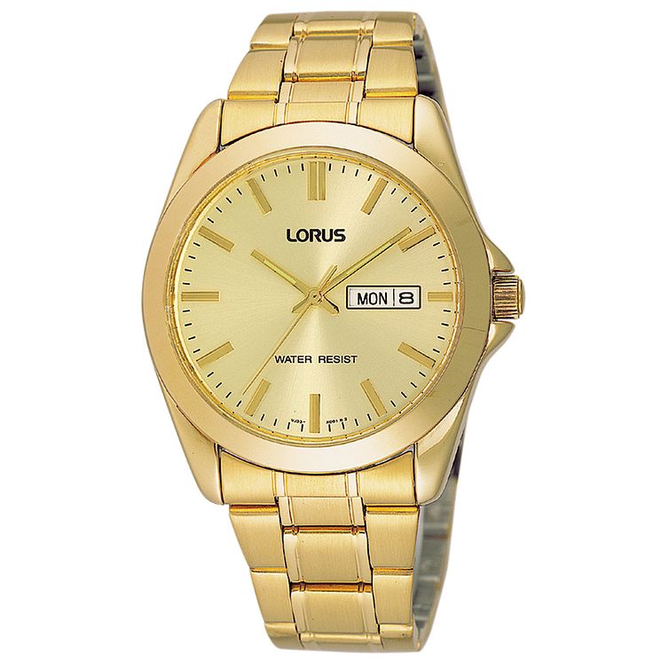 Lorus Mens Classic Gold Plated Bracelet Watch