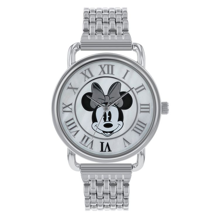 Minnie Mouse Silver Case Silver Bracelet Watch