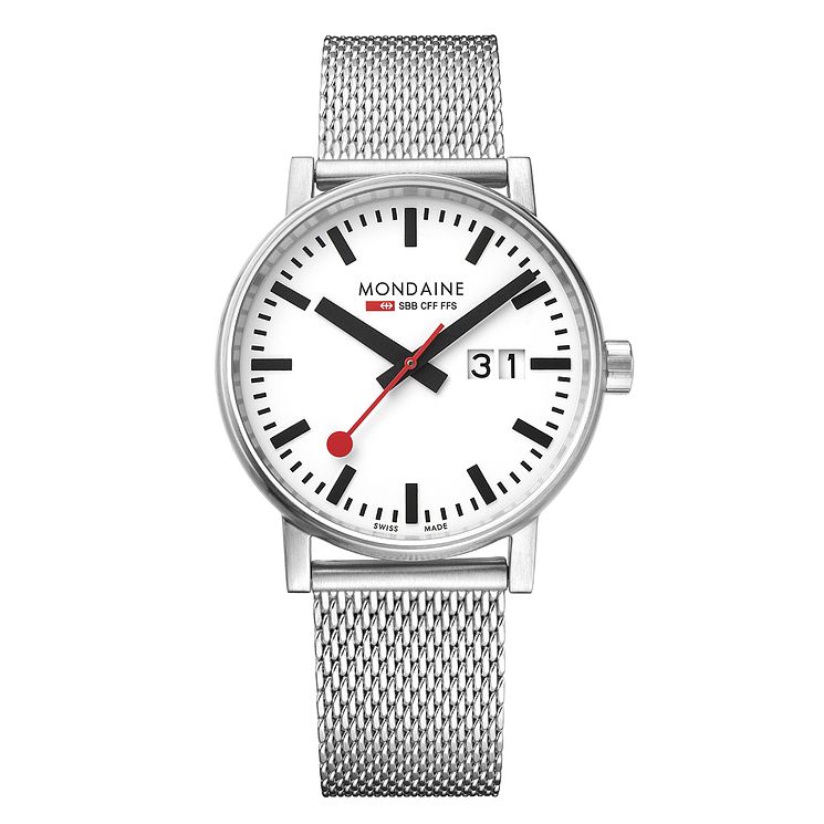 Mondaine Sbb Evo2 Big Date Mens Mesh Strap Watch