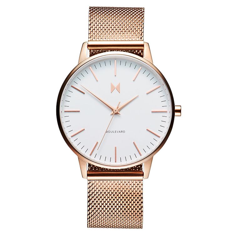 Mvmt Boulevard Ladies Rose Gold Plated Mesh Bracelet Watch