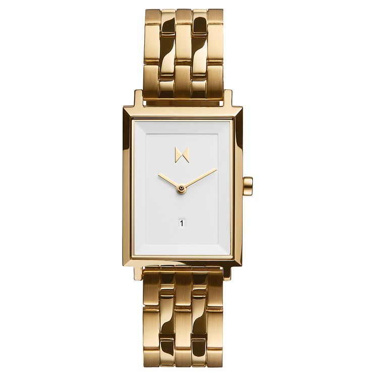 Mvmt Charlie Signature Square Gold Tone Bracelet Watch