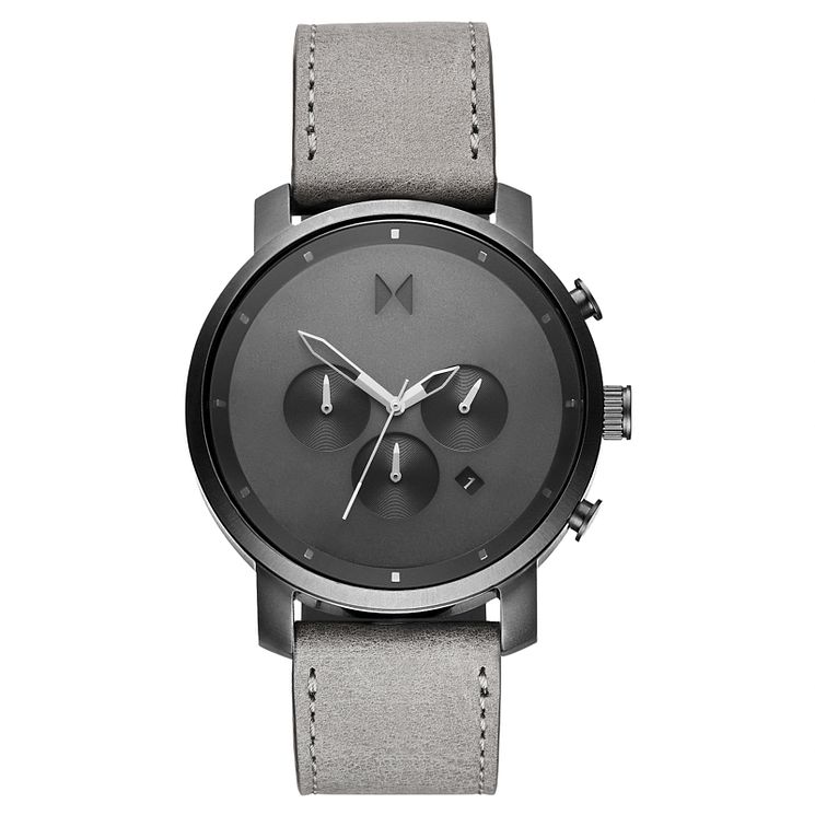 Mvmt Chronograph Mens Grey Leather Strap Watch