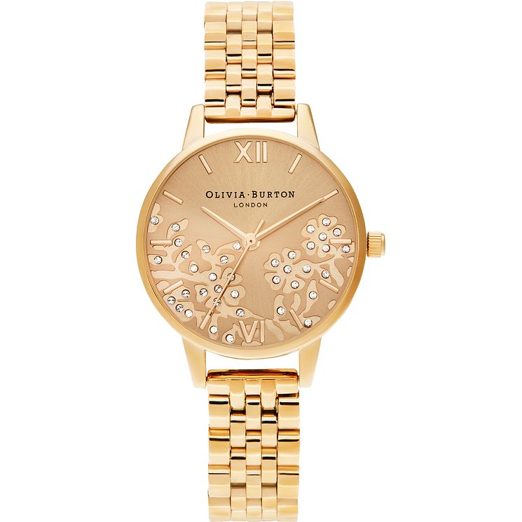 Olivia Burton Bejewelled Lace Gold Tone Bracelet Watch