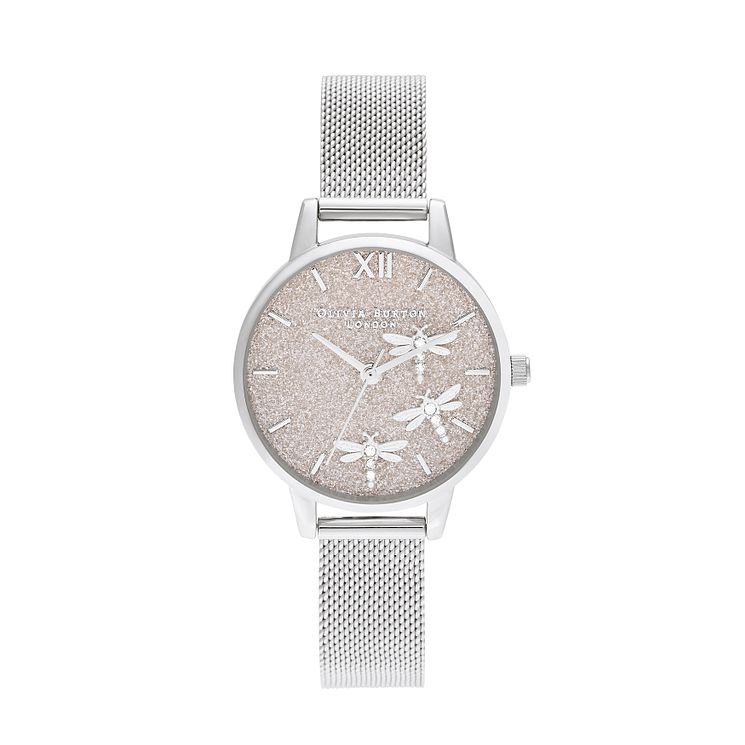 Olivia Burton Dancing Dragonfly Silver Tone Bracelet Watch