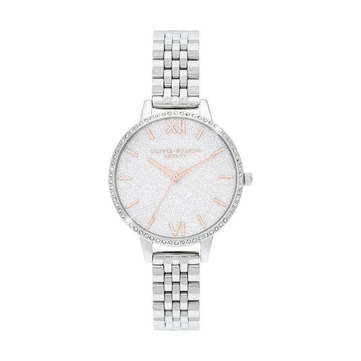 Olivia Burton Glitter Dial Stainless Steel Bracelet Watch