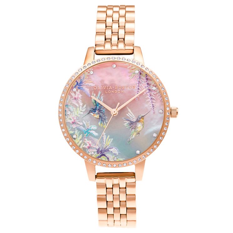 Olivia Burton Painterly Prints Rose Gold Tone Bracelet Watch