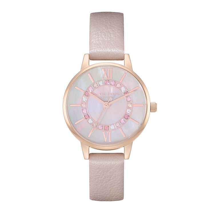 Olivia Burton Sparkle Wonderland Pink Leather Strap Watch