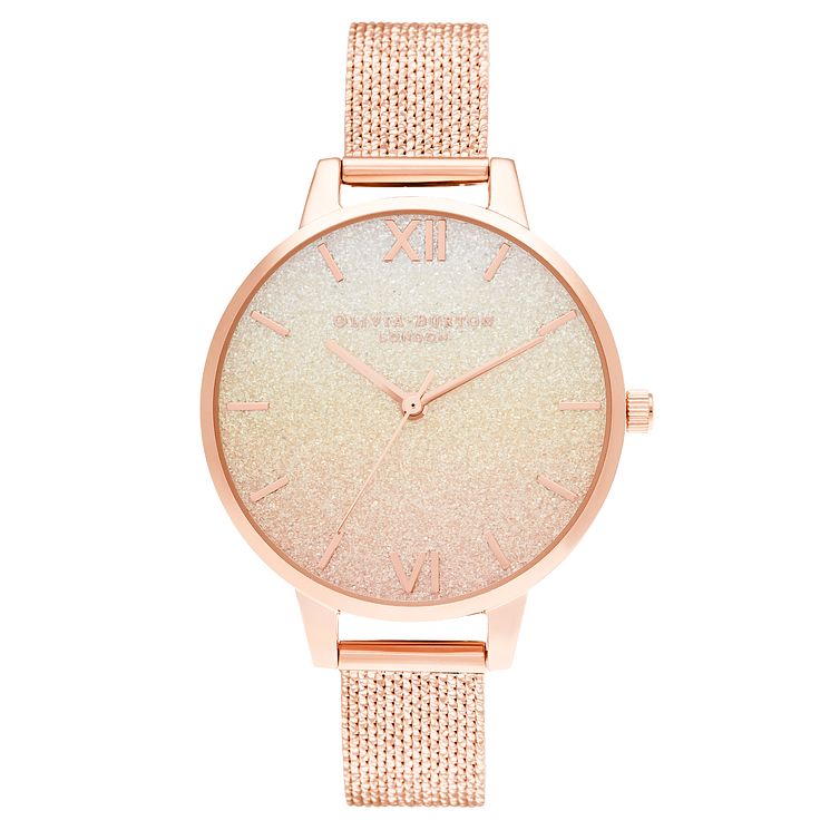 Olivia Burton Sunset Rose Gold Tone Mesh Bracelet Watch