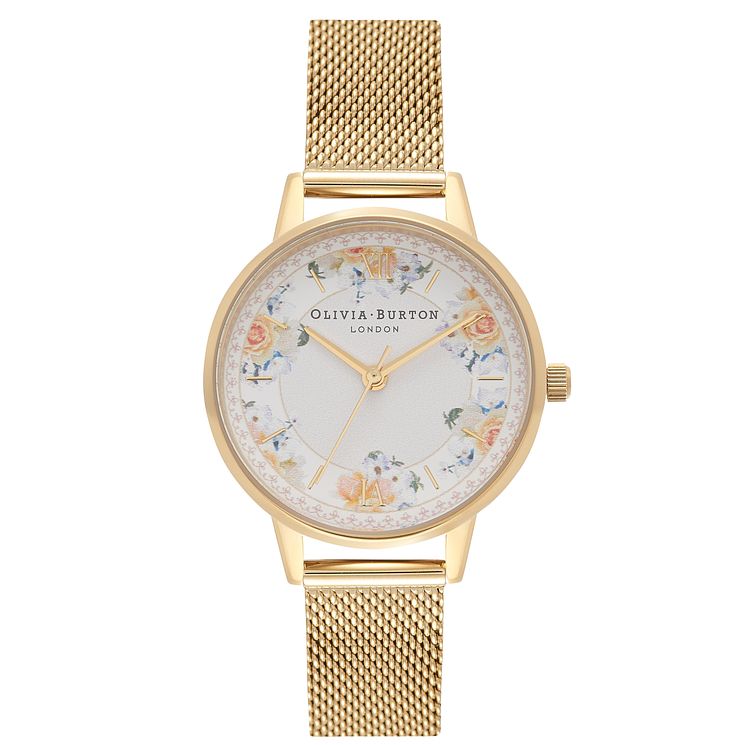 Olivia Burton Tea Party Floral Gold Tone Bracelet Watch