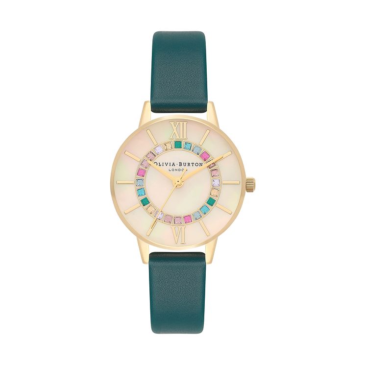 Olivia Burton Wonderland Ladies Green Leather Strap Watch