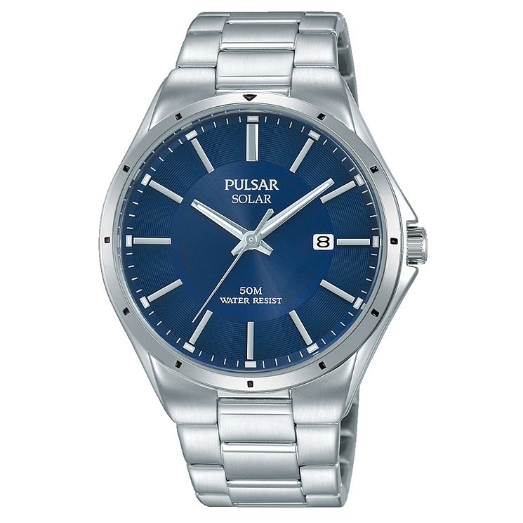 Pulsar Mens Solar Stainless Steel Bracelet Watch
