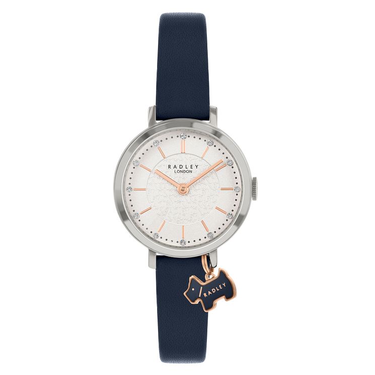 Radley Crystal Ladies Black Leather Strap Watch