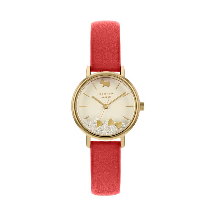 Radley Ladies Love Hearts Red Leather Strap Watch