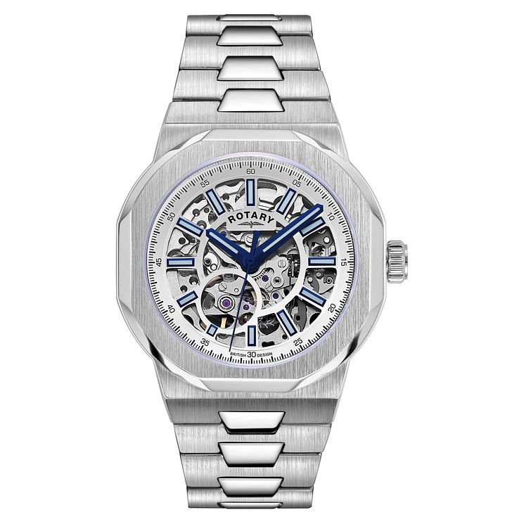 Rotary Regent Skeleton Mens Stainless Steel Bracelet Watch