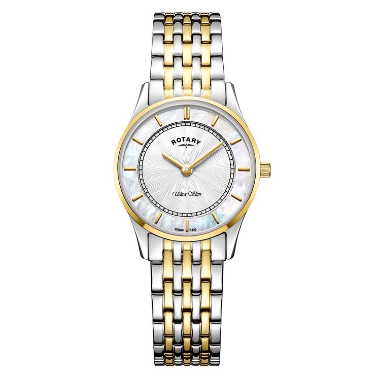 Rotary Ultra Slim Ladies Two Tone Steel Bracelet Watch