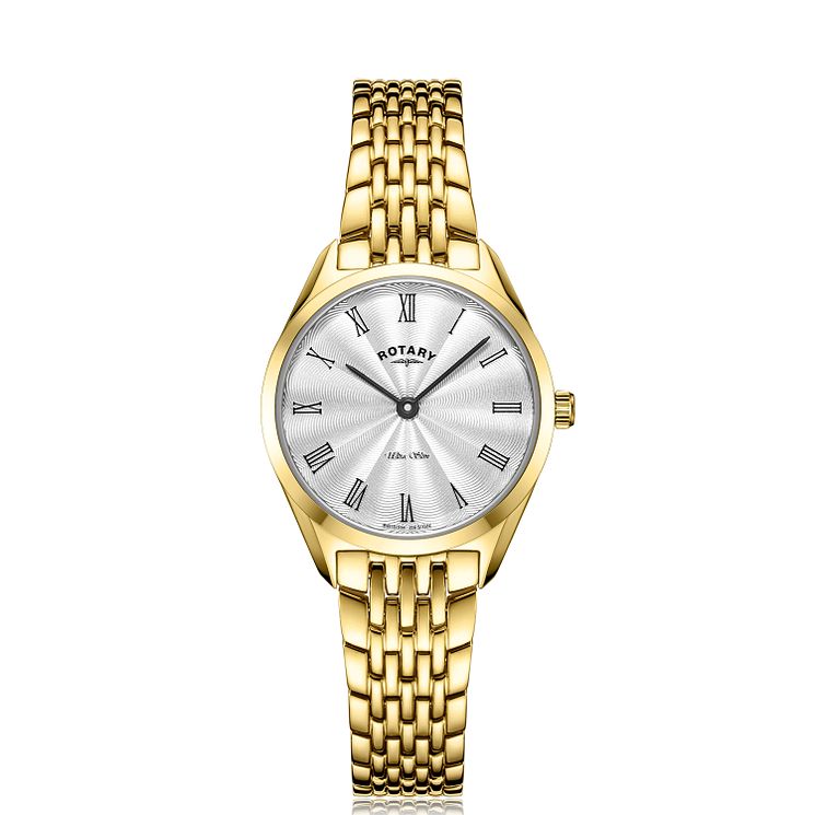 Rotary Ultra Slim Ladies Yellow Gold Tone Bracelet Watch