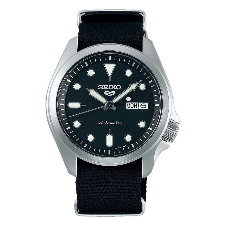 Seiko 5 Sports Mens Black Nylon Strap Watch