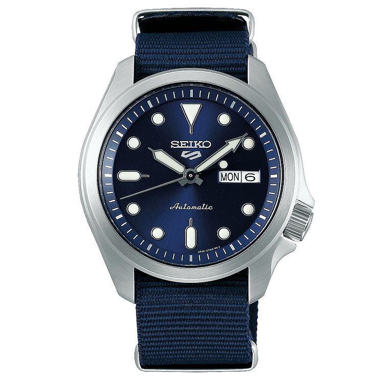 Seiko 5 Sports Mens Blue Fabric Strap Watch