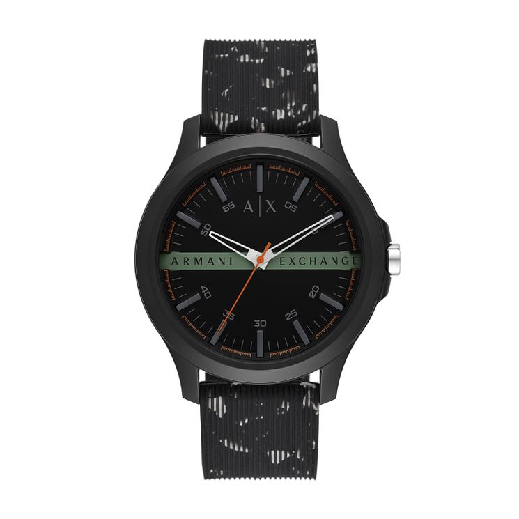 Armani Exchange Mens Black Silicone Strap Watch
