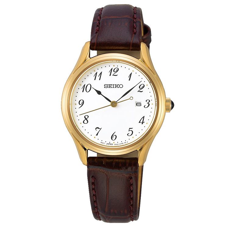 Seiko Classic Ladies Brown Leather Strap Watch