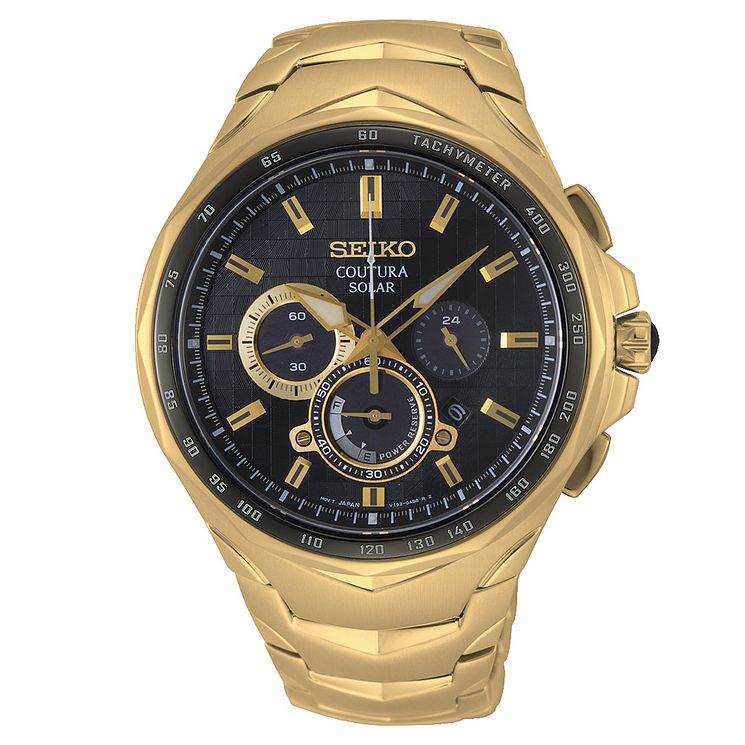 Seiko Coutura Chronograph Yellow Gold Tone Bracelet Watch