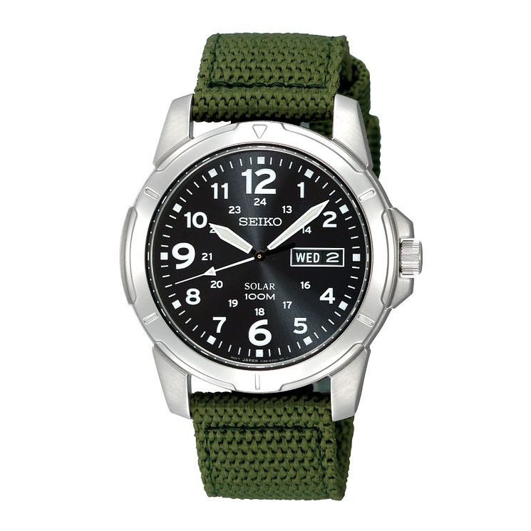 Seiko Mens Green Nylon Strap Watch