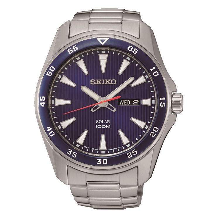 Seiko Mens Solar Blue Dial Bracelet Watch