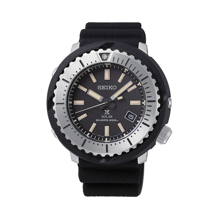 Seiko Prospex Mens Black Silicone Strap Watch