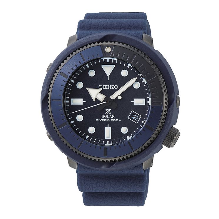 Seiko Prospex Solar Mens Blue Silicone Strap Watch