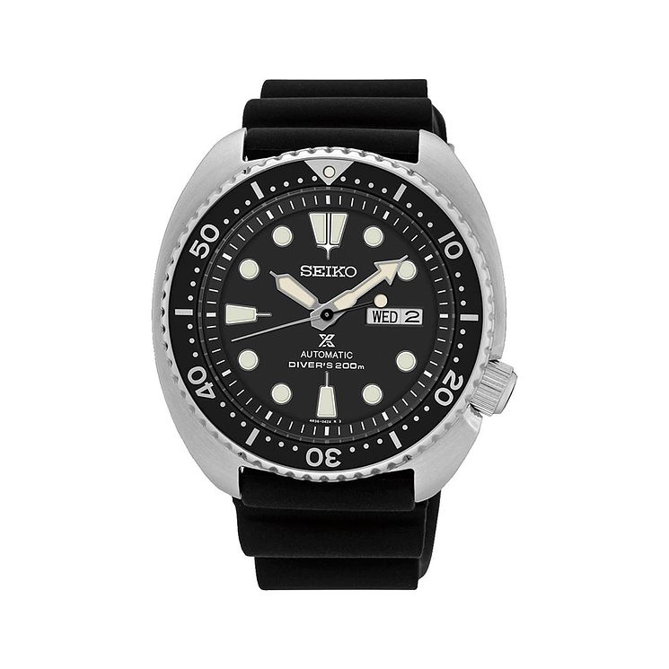 Seiko Prospex Turtle Mens Black Silicone Strap Watch