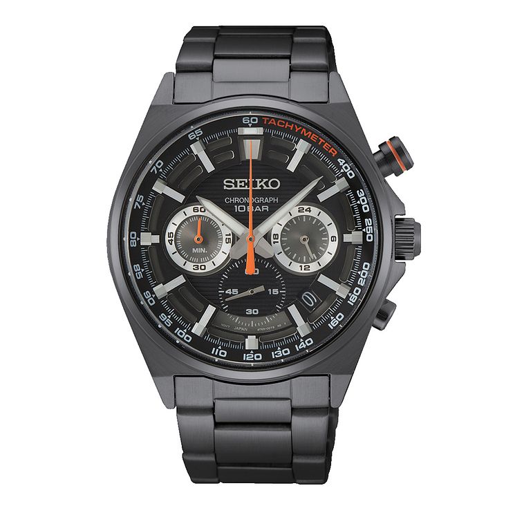 Seiko Urban Sports Mens Black Stainless Steel Watch