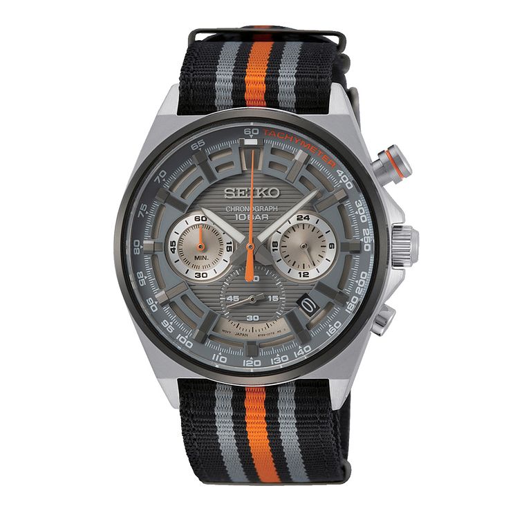 Seiko Urban Sports Mens Striped Fabric Strap Watch