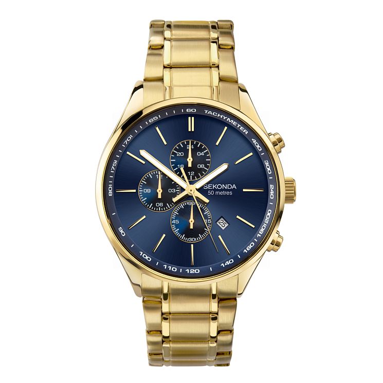 Sekonda Chronograph Mens Gold Tone Bracelet Watch