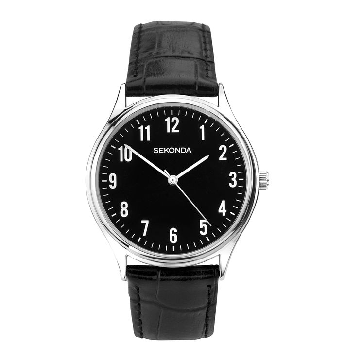 Sekonda Classic Mens Black Leather Strap Watch