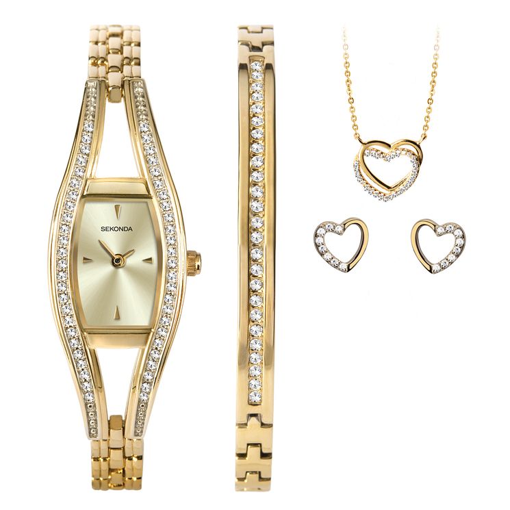 Sekonda Crystal Heart Ladies WatchandJewellery Gift Set