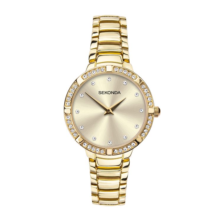 Sekonda Crystal Ladies Gold Tone Bracelet Watch