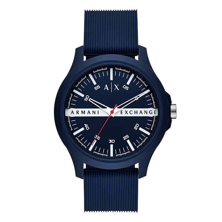 Armani Exchange Mens Blue Silicone Strap Watch