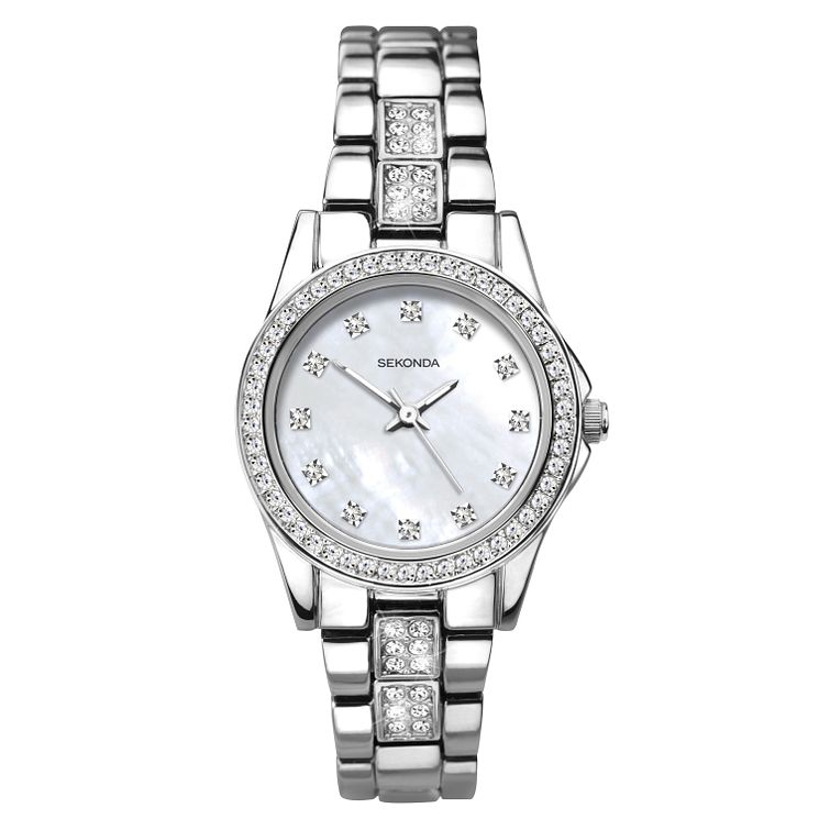 Sekonda Editions Ladies Crystal Silver Tone Bracelet Watch