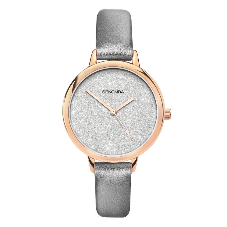 Sekonda Editions Ladies Metallic Grey Pu Strap Watch