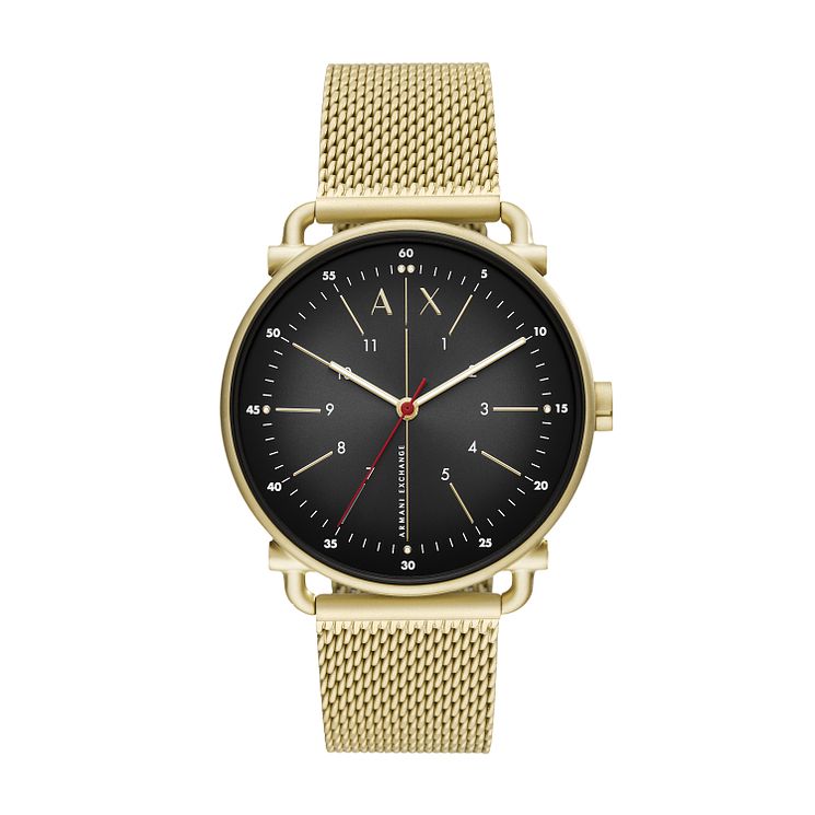 Armani Exchange Mens Gold Tone Mesh Bracelet Watch
