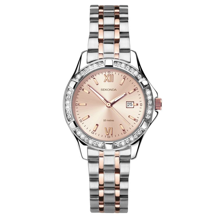 Sekonda Ladies Two-tone Crystal Rose Bracelet Watch