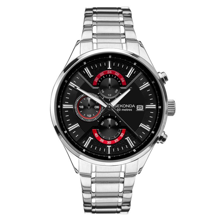 Sekonda Mens Dual-time Stainless Steel Bracelet Watch