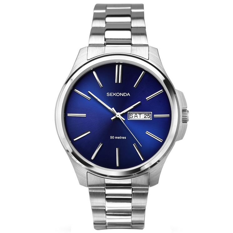 Sekonda Mens Blue Dial Stainless Steel Bracelet Watch