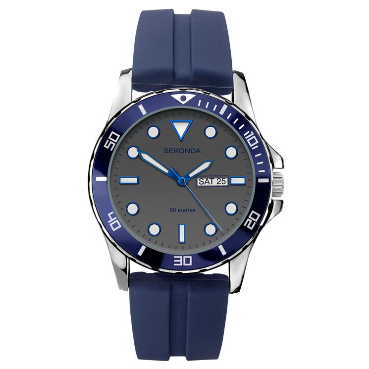 Sekonda Mens Blue Rubber Strap Watch