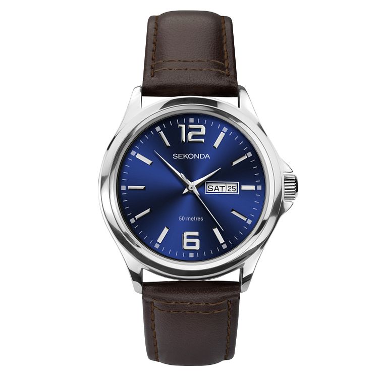 Sekonda Mens Brown Leather Strap Watch