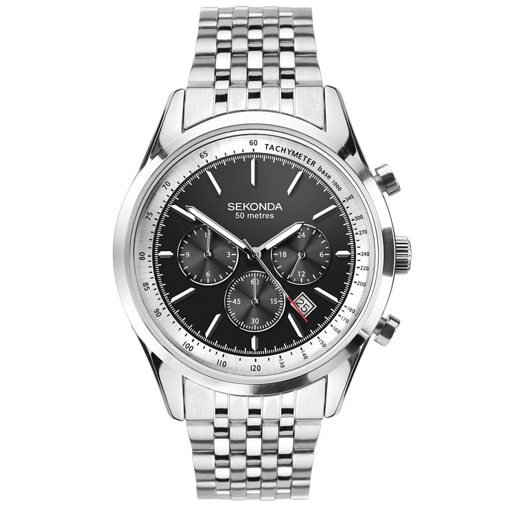 Sekonda Mens Dual Time Stainless Steel Bracelet Watch